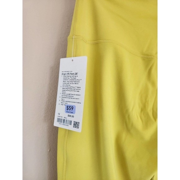 NWT Lululemon Align HR Pant 28" Size 12 SOLL Yellow Soleil - Picture 3 of 6